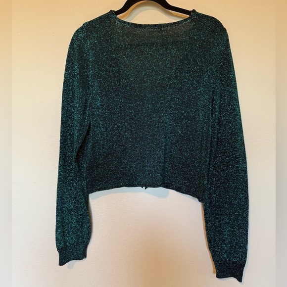 Free People Women’s Emmaline Long Sleeve Metallic Cardigan in Green Medium - Picture 3 of 11
